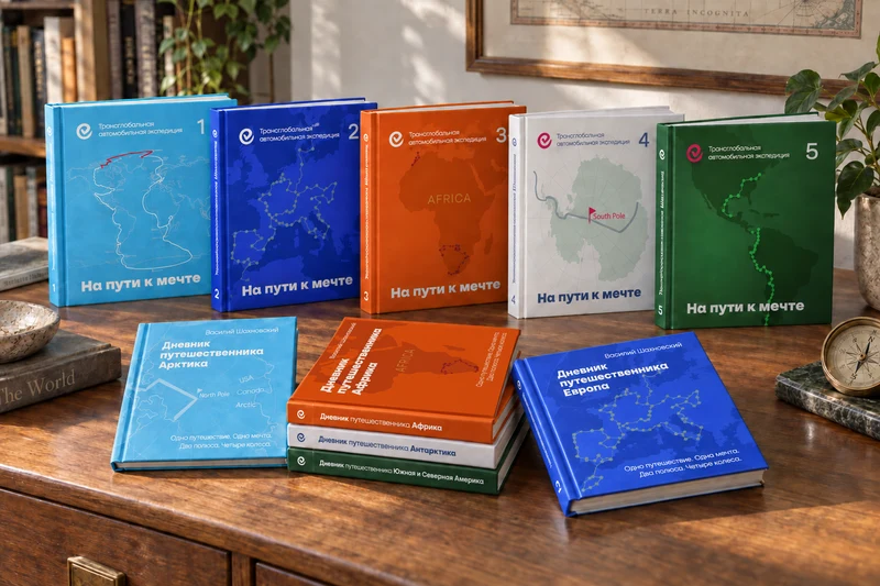 Две серии книг Трансглобальной экспедиции — визуализация